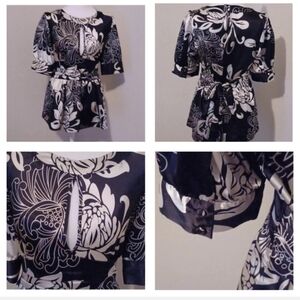 💙🌺Black and white silky blouse